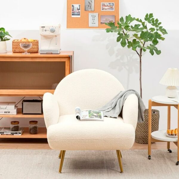 XINMICS White Accent Chair Reading Sofa for Living Room Bedroom - Image 2