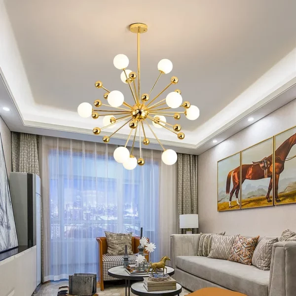 Modern Global Led Chandelier Kitchen Restaurant Living Room Pendant Lamp Organic Glass Acrylic Artificial Satellite Decor Lights - Image 5