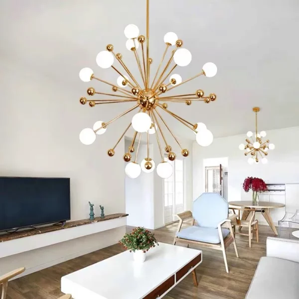 Modern Global Led Chandelier Kitchen Restaurant Living Room Pendant Lamp Organic Glass Acrylic Artificial Satellite Decor Lights - Image 3